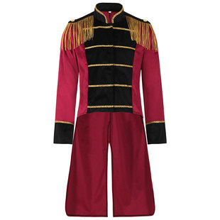 男士舞台表演马戏团朋克军鼓装 中世纪复古立领外套手套帽子套装