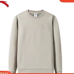 长袖 安踏加绒卫衣男士 圆领套头衫 新款 针织保暖上衣152447727N 冬季