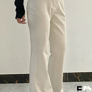 安踏运动长裤女冬季新款轻暖绒修身显腿长直筒微喇裤子162447503N