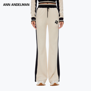 抽绳印花阔腿休闲裤 长裤 女 ANDELMAN官方直营双色正腰针织修身 ANN