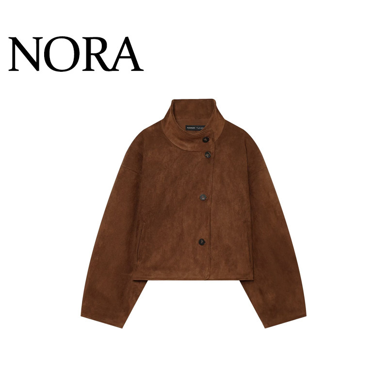 NORA 欧美风 ZA女装 时尚百搭反绒皮效果短款夹克外套 4968224