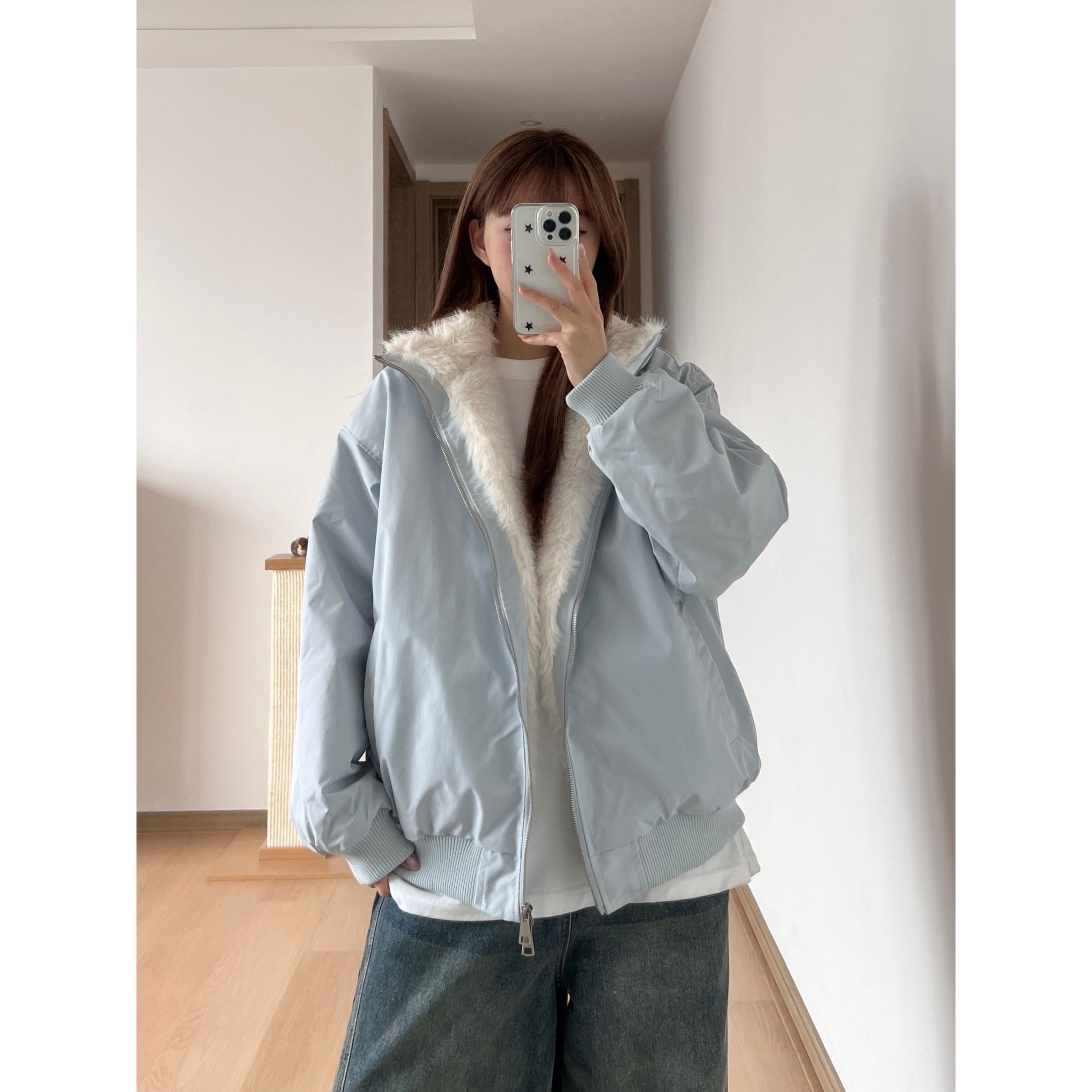 美式复古潮牌纯色棉服男女同款外套宽松休闲百搭上衣情侣棉衣外套