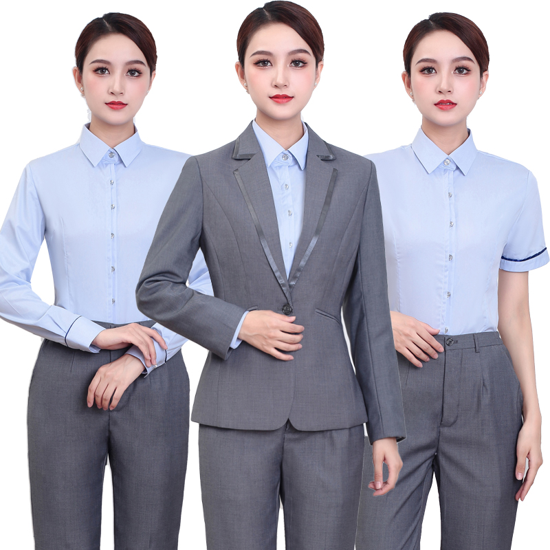 电信营业厅工作服灰色外套长袖