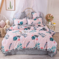 2019 mới chà nhám bông bốn mảnh dày chà bông giường 1,5 / 1,8m giường - Bộ đồ giường bốn mảnh mẫu chăn ga gối đệm cưới