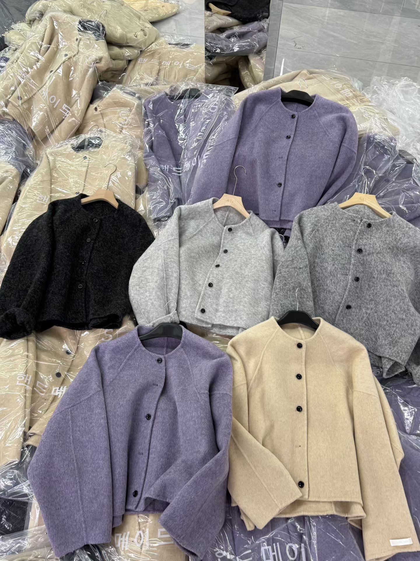 2025冬韩版时尚圆领单排扣双面羊毛大衣女小个子廓版显瘦毛呢外套