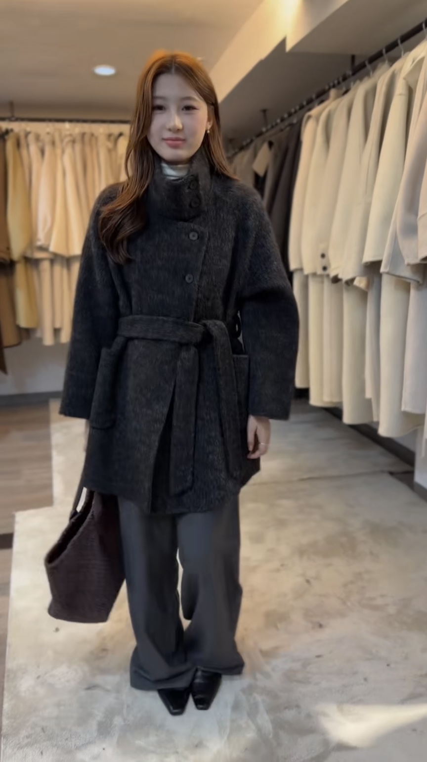 2025时尚设计感立领双面羊毛大衣女百搭显瘦中长款小个子毛呢外套