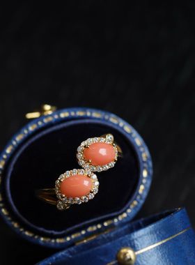 戒指女时尚日常通勤百搭粉色戒指