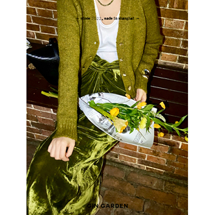 GinGarden原创设计复古风显白真丝丝绒半裙雅典雕塑美学自由绑带