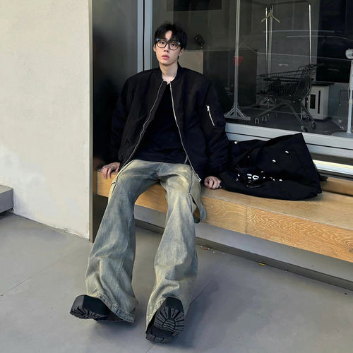 美式潮牌飞行员夹克棉服男秋冬季加厚保暖棒球服短款cleanfit外套