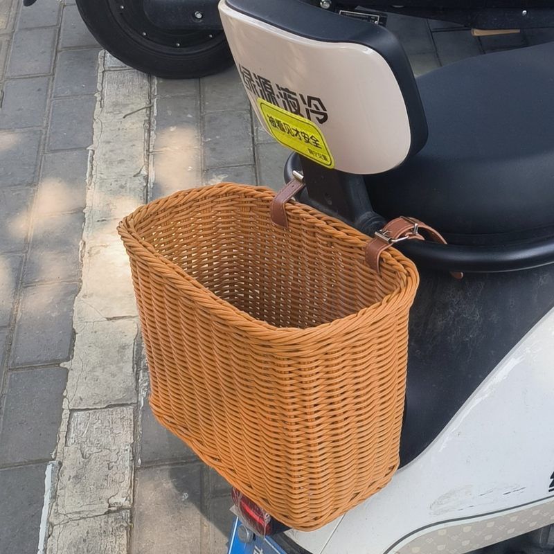 平衡儿童自行车车篮编织复古溜