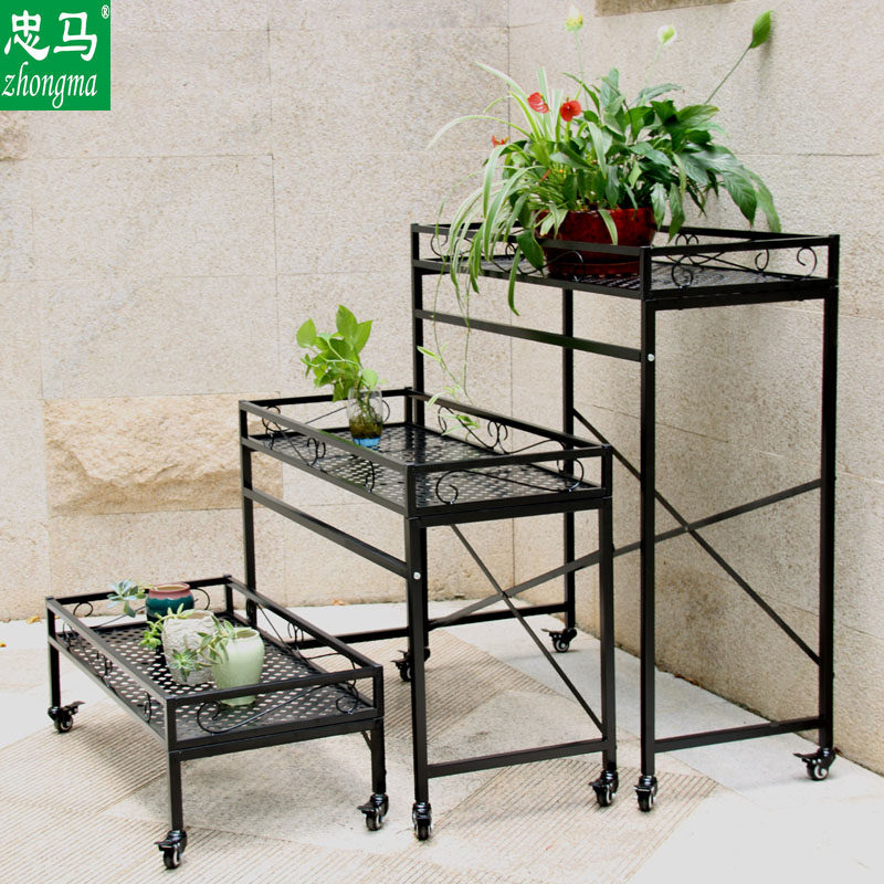 zhongma忠马铁艺带轮室内外花架