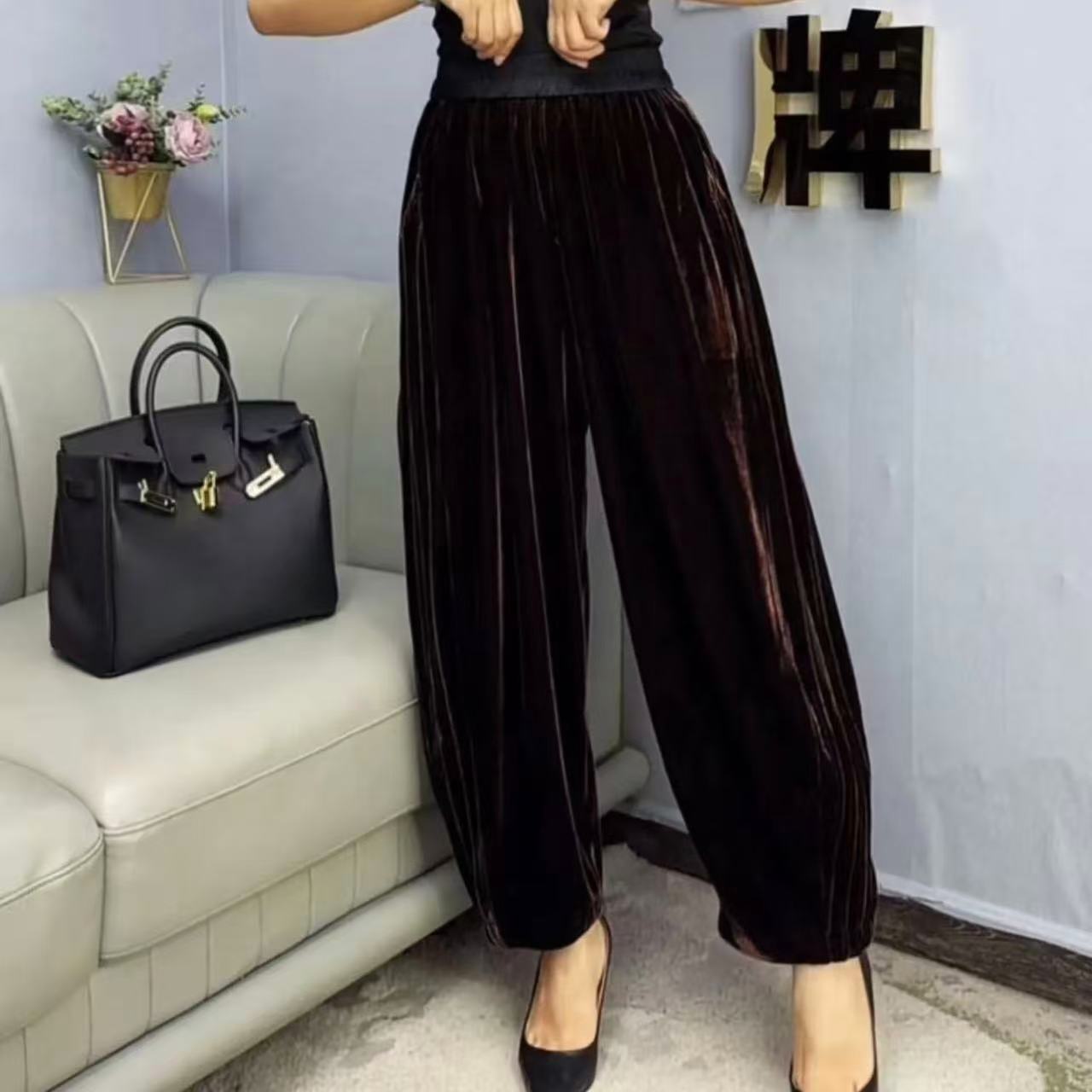 DG75015妈妈装秋季新款女裤中老年大码女装时尚韩版灯笼休闲裤