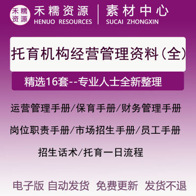 托育机构运营财务管理保育市场招生岗位职责招生话术日流程手册