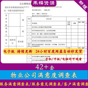 物业服务满意度调查表物业客户满意度调查物业公司顾客满意度调查