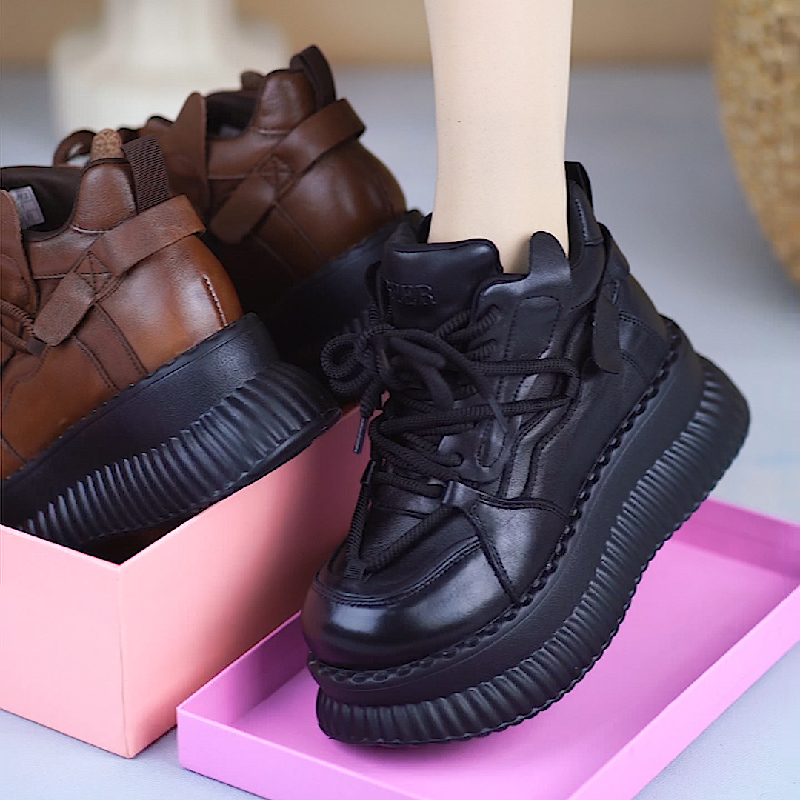 无注册松糕底橡胶发泡纯牛皮短靴