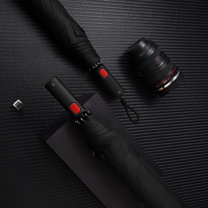 黑科技智能电动全自动雨伞大号双层加厚加固男 女二折纯色511雨伞