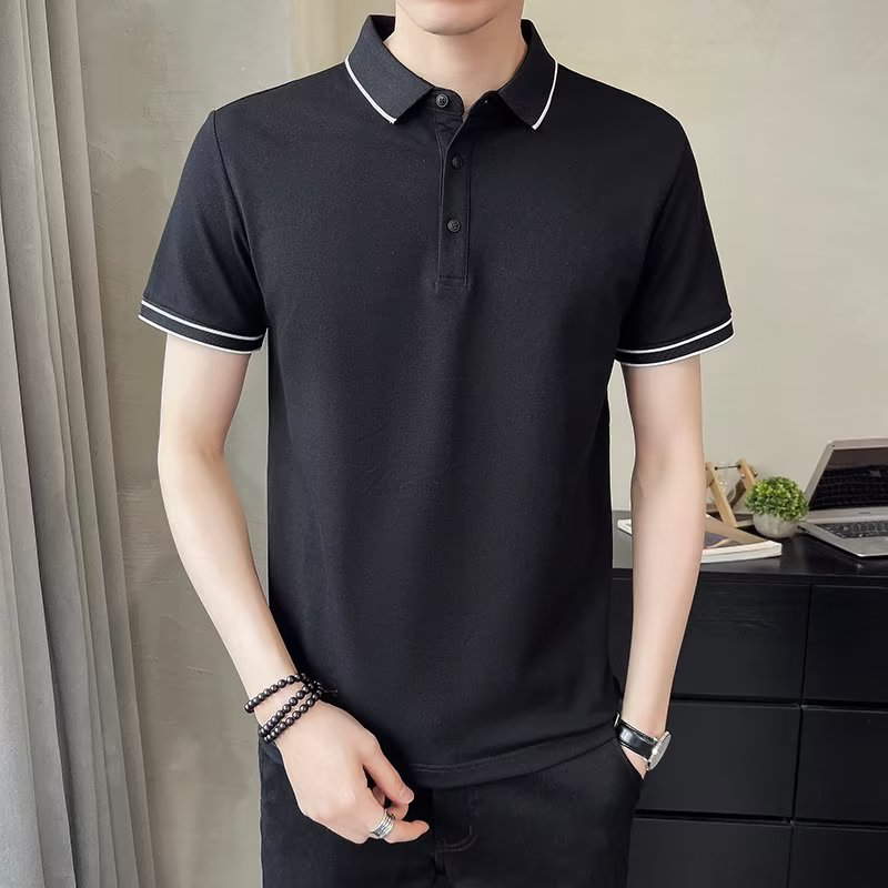 夏季透气短袖POLO衫韩版休闲潮流冰丝T恤时尚休闲速干男士poloT恤