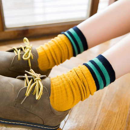 日系韩国条纹纯棉袜子袜子纯棉