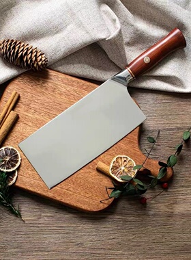 街头老梅薄刀14C28N全钢菜刀红檀柄中式切片刀家用厨房刀具不锈钢