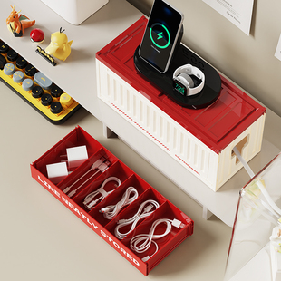 插排插线板收纳盒桌面电源线充电线隐藏盒插座整理神器排插理线盒