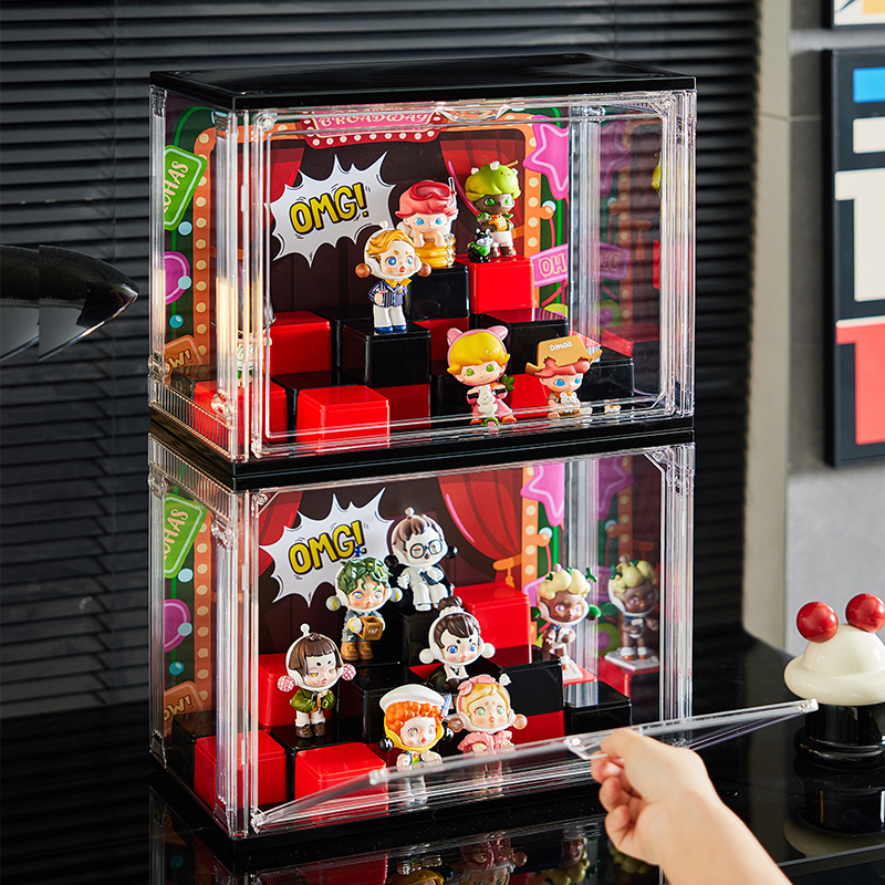 盲盒收纳展示架高透手办适用于泡泡玛特亚克力防尘透明防尘展示盒