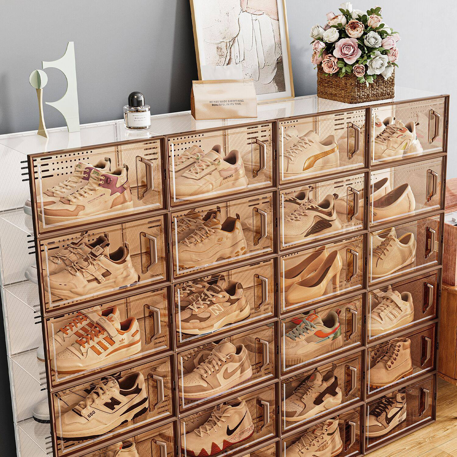 鞋盒收纳盒透明鞋柜鞋子收纳神器省空间鞋架折叠鞋收纳存放盒折叠 - 点亮空间旗舰店出品