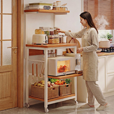 厨房置物架落地多功能电器微波炉收纳架子家用多层烤箱锅架储物架