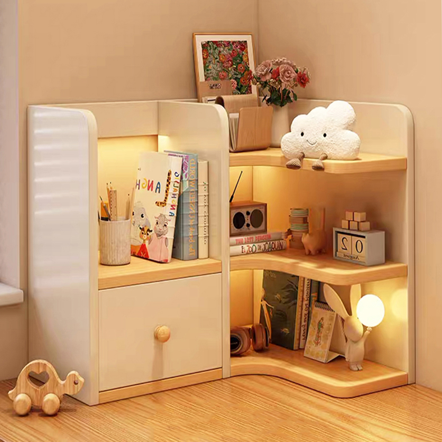 桌面置物架桌上转角书架工位收纳架学生书桌简易书柜宿舍储物架子