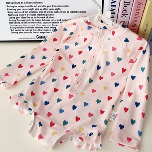 泳装 中小童碎花防晒速干长袖 女童ins气质连体游泳衣夏装 2026新款