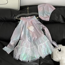 女童美人鱼泳衣2025新款洋气儿童长袖防晒泳装中小童可爱游泳衣