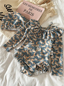 2025新款 儿童泳衣宝宝公主露背连体泳衣韩国长袖 防晒度假洋气复古