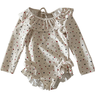 夏季新款韩版ins女童宝宝甜美泳衣长袖露背泳装婴儿女宝宝游泳衣