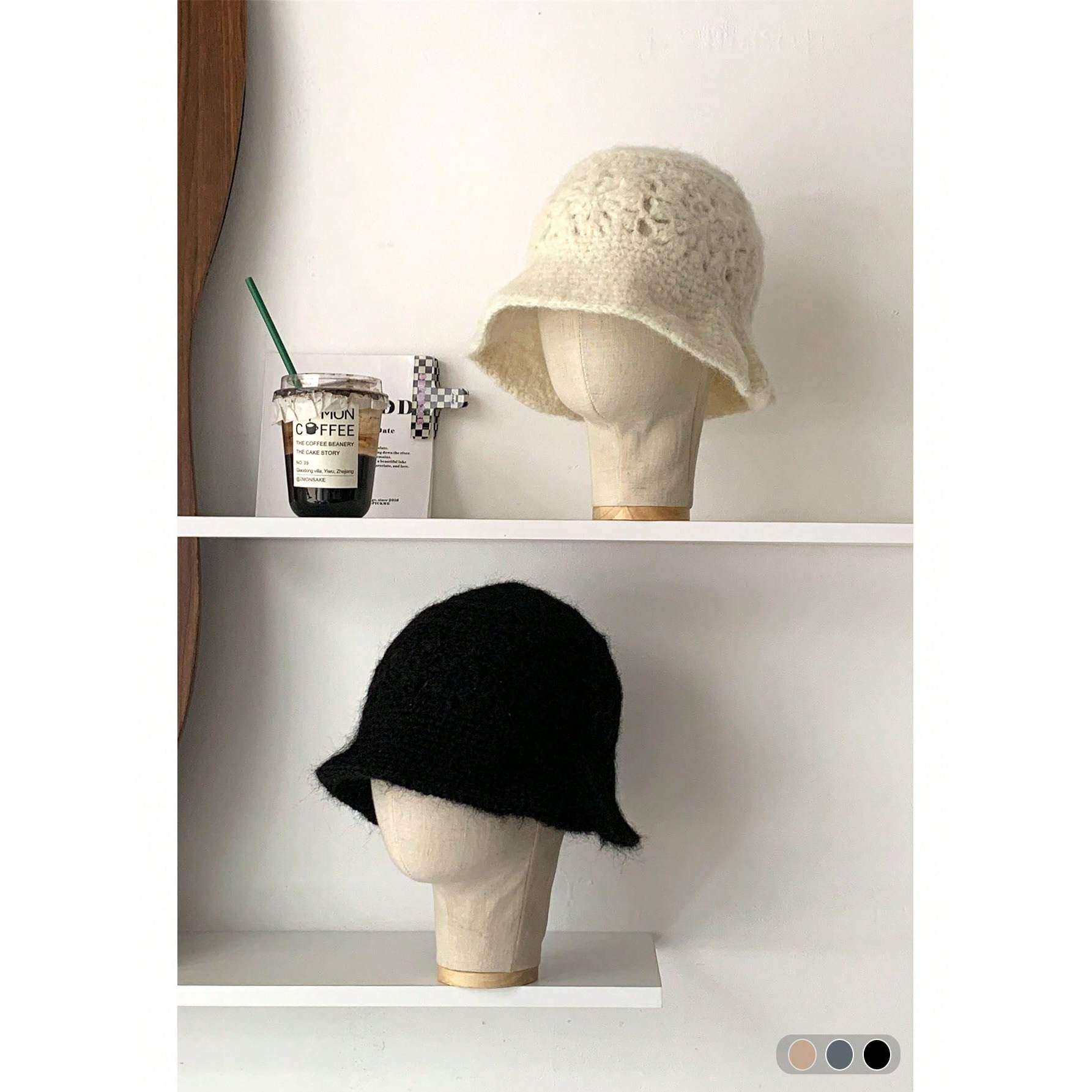 允旭/秋冬季韩版百搭盆帽显脸小水桶帽复古钩花纯色针织渔夫帽女,服饰配件/皮带/帽子/围巾,帽子,淘宝优惠券,粉丝福利购,淘宝优惠卷