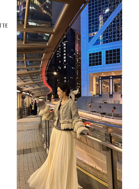 遇儿推荐【醋酸压皱7.5米百褶裙】气质米白色压褶半身裙20250005