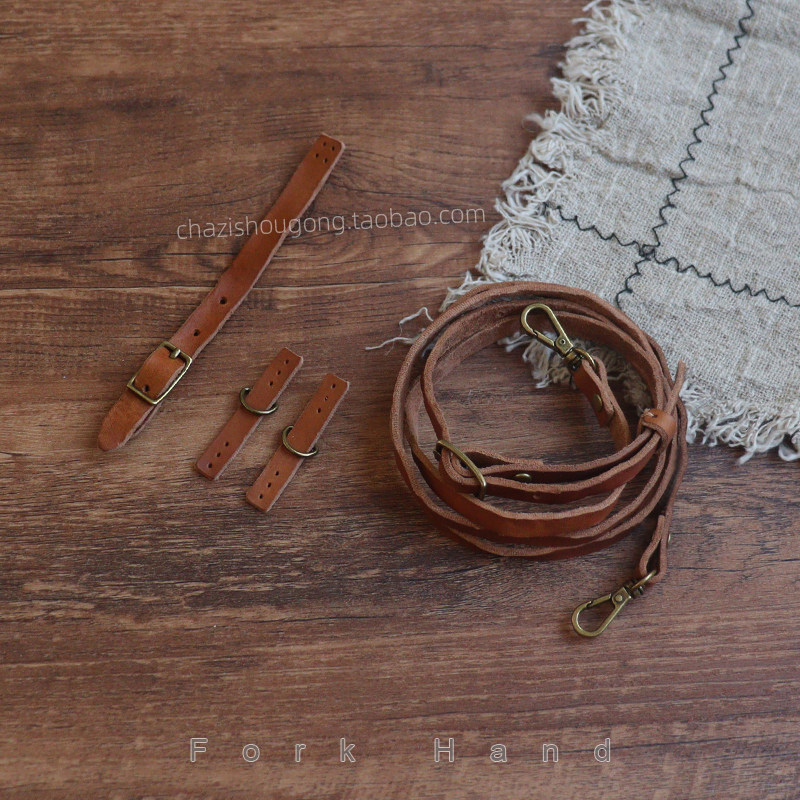 叉子手工拼布包皮配件头层牛皮单层复古包带搭扣斜背挂耳套装,服饰配件/皮带/帽子/围巾,包带,淘宝优惠券,粉丝福利购,淘宝优惠卷