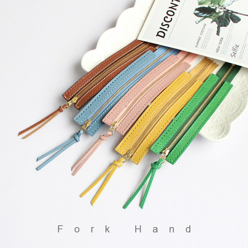 叉子手工拉链档头层皮龙骧纹