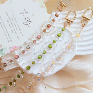 叉子手工透明小花亚克力女包替换包带单肩手拎链条diy包带子
