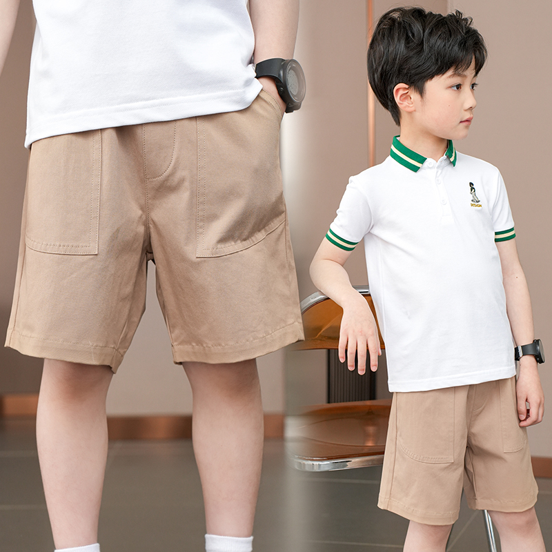 男童休闲短裤夏季薄款2025男孩中大童韩版纯棉黑色五分裤中裤裤子