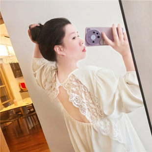 200斤春秋大码 宫廷风公主家居服两件套 女装 胖妹妹mm外穿睡衣套装