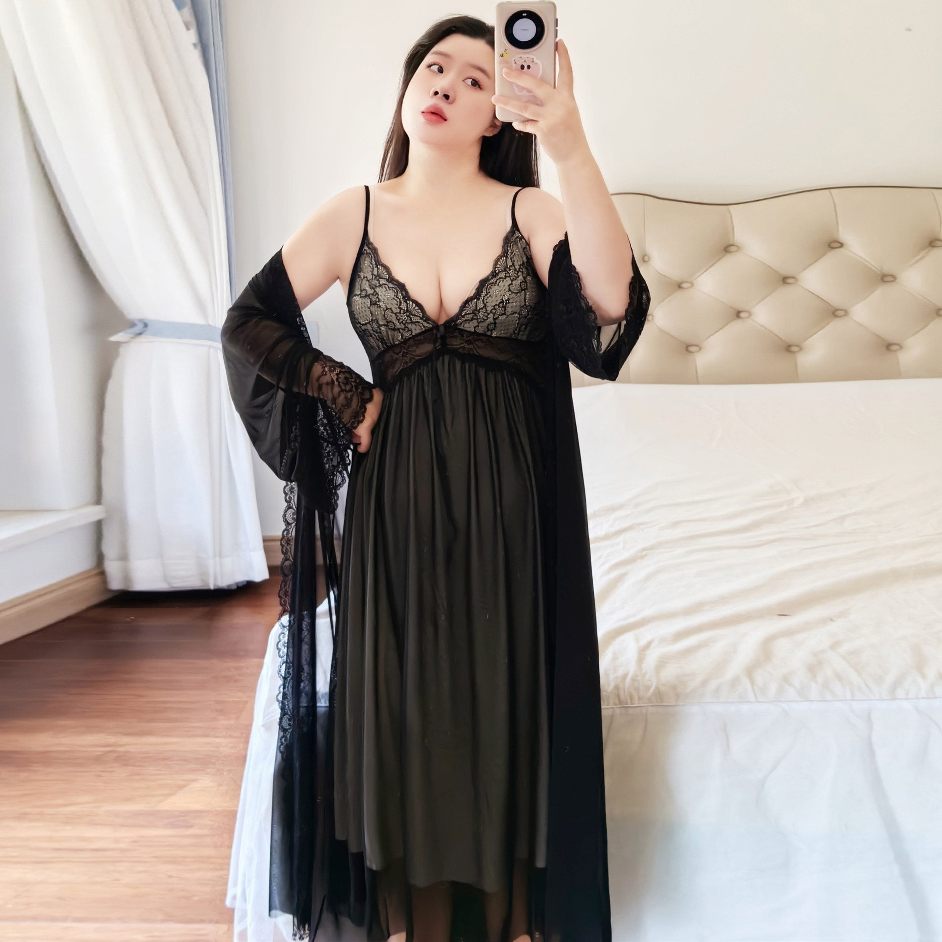 大码胖mm雪纺性感吊带2-300斤居家甜美纯欲睡裙睡衣两件套带胸垫,女士内衣/男士内衣/家居服,睡裙,淘宝优惠券,粉丝福利购,淘宝优惠卷