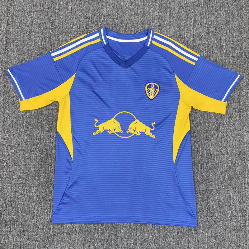 利兹联复古足球服短袖冷偏门上衣2526赛季宽松定制男蓝色运动球赛