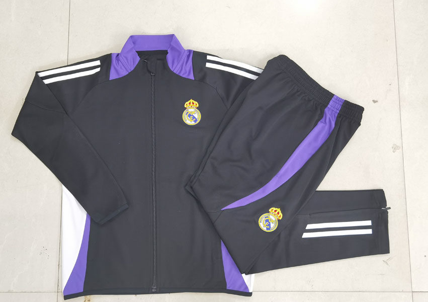 皇马2526灰黑长袖足球训练服球衣外套男出场热身健身长裤运动队服