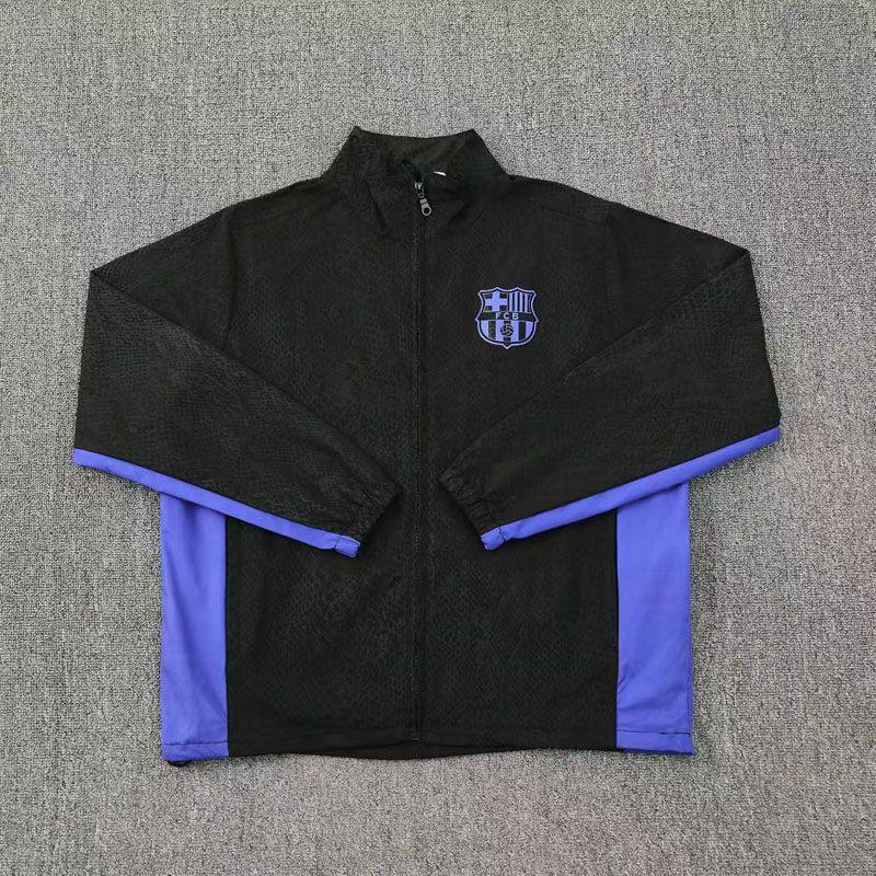 巴萨长袖黑色双层梭织风衣球衣男2526新款防水足球训练服速干队服