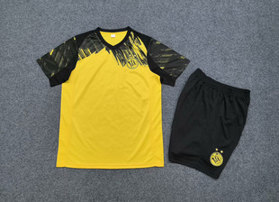 多特蒙德短袖足球服训练套装定制印字黄色速干25运动男女踢球健身
