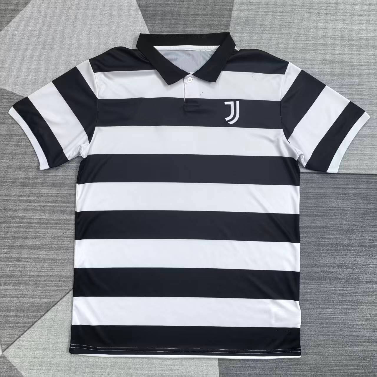 尤文POLO短袖球衣黑白条纹2627新款足球训练服定制男运动健身跑步