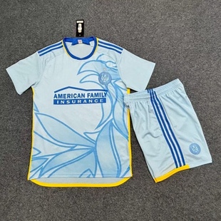 亚特兰大浅蓝2425新冷门男夏季球衣定制印号字足球训练套装比赛服