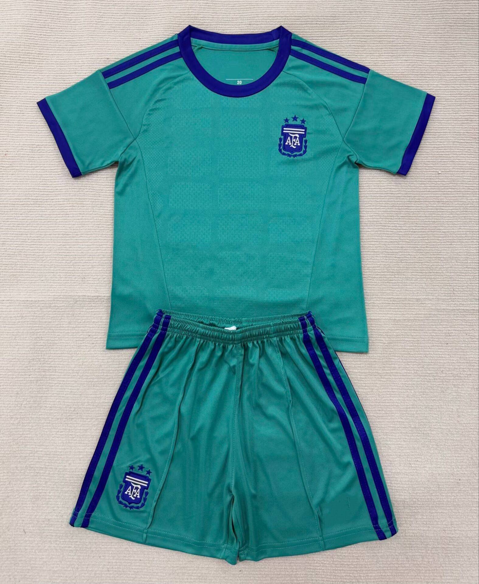 阿根廷夏季足球训练服套装男生湖绿2627款球衣速干运动跑步比赛服