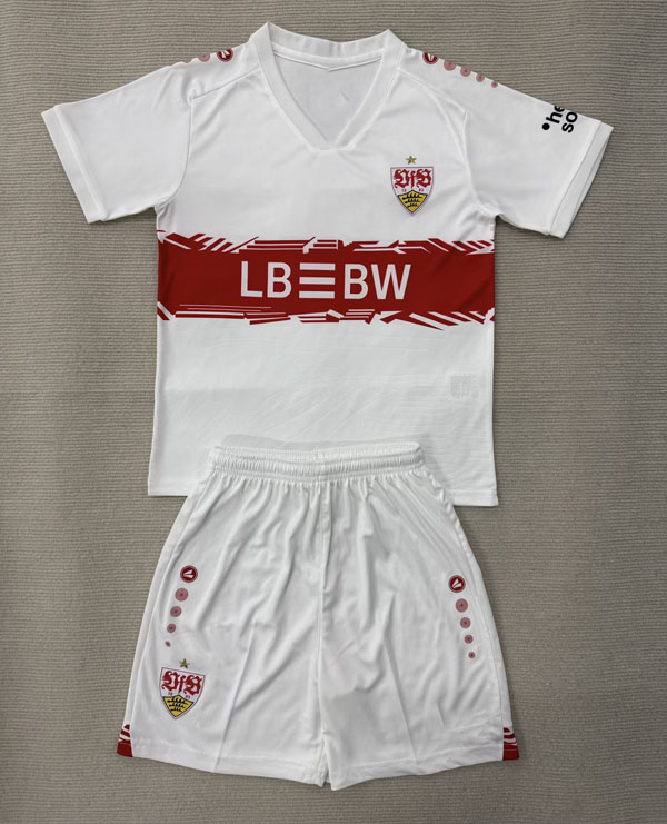 斯图加特白色短袖球衣套装男2526冷门足球服定制印号字速干运动服