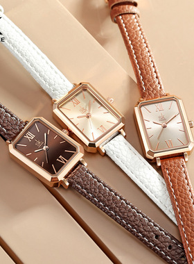 SK女士手表女小众高级感网红气质小棕表方表女腕表