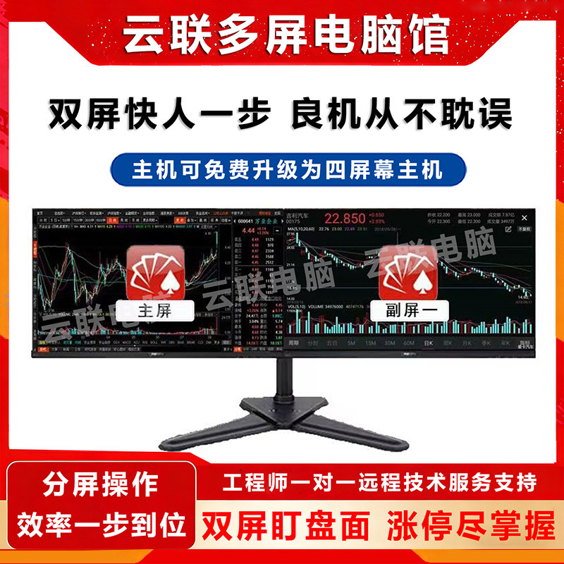 专业一机两屏双屏电脑证券炒股票期货看盘神器专业多四屏炒股电脑